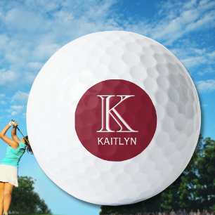 Balles De Golf Amusant *Monogramme de nom féminin coloré à 3 couc