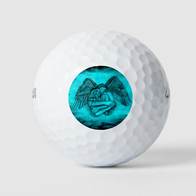Balles De Golf Angel Eros en amour, design noir et vert (Devant)