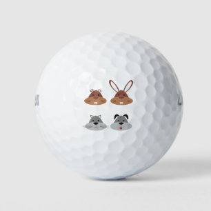 Balles De Golf Animal Cartographie Chien Chat Gopher Heads Rabbit