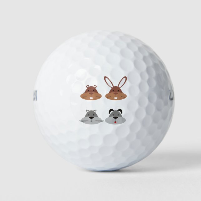Balles De Golf Animal Cartographie Chien Chat Gopher Heads Rabbit (Devant)