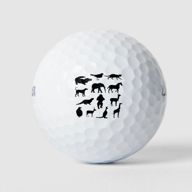 Balles De Golf Animaux Silhouettes Dessin Alligator Bird Cat (Devant)
