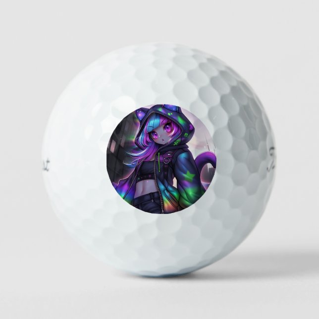 Balles De Golf Anime Catgirl Night Glow (Recto)