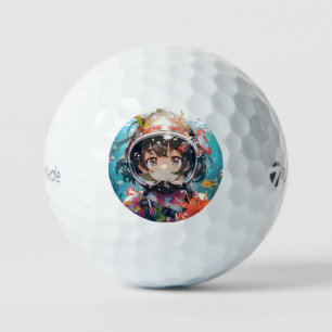 Balles De Golf Anime sous-marine fille avec casque couvert de cor