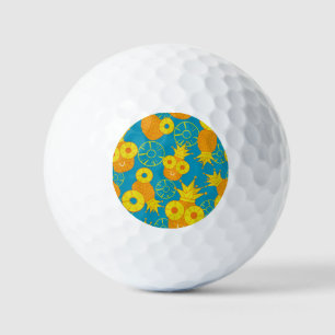 Balles De Golf Anneaux d'ananas : Caricature de Doodle Vintage.