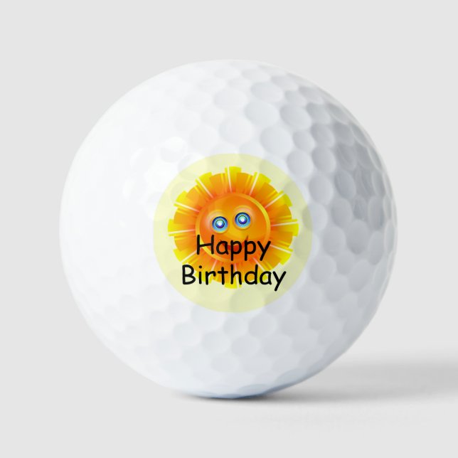 Balles De Golf ANNIVERSAIRE : Design d'anniversaire de soleil, (Recto)