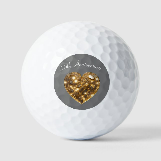 Balles De Golf Anniversaire du Mariage d'or (Recto)