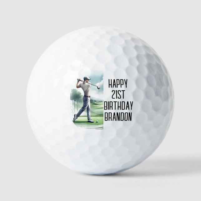 Balles De Golf Anniversaire Golfer Funny 21ème heureux Papa Golf  (Recto)