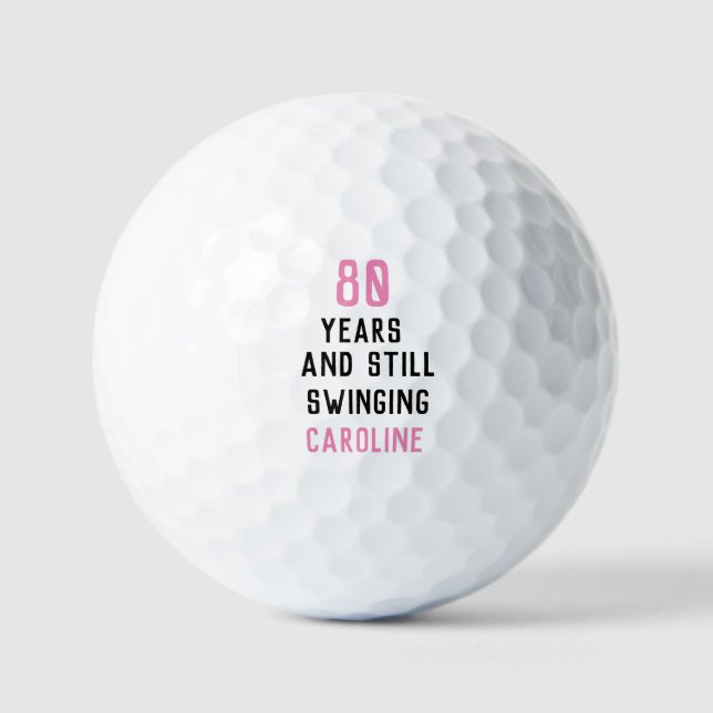 Balles De Golf Anniversaire Golfer Funny 80e heureux Pink Park (Recto)
