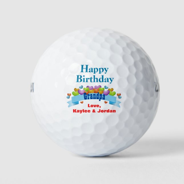 Balles De Golf Anniversaire Grandpa Golfer Cute Hearts Ajouter un (Devant)