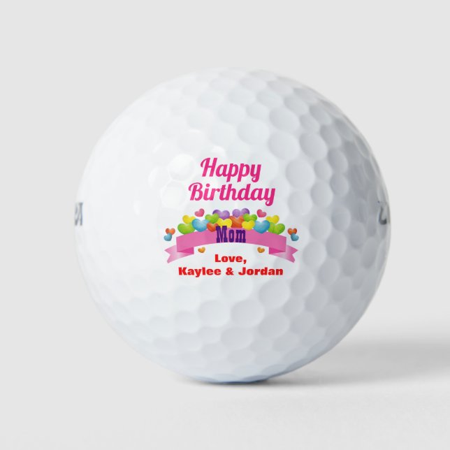 Balles De Golf Anniversaire Maman Mère Golfer Cute Hearts Ajouter (Devant)