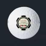 Balles De Golf Anniversaire Poker Chip Las Vegas Thème Rouge Noir<br><div class="desc">Ces balles de golf personnalisées blanches et noires feraient un cadeau parfait pour le garçon d'anniversaire, ou, pour toute la fête à utiliser pendant une journée au golf! Personnalisez le design avec un nom et une date de naissance # en noir au centre, et votre texte en rouge au dessus....</div>
