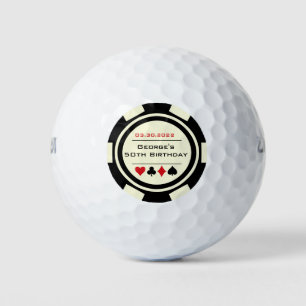 Balles De Golf Anniversaire Poker Chip Las Vegas Thème Rouge Noir
