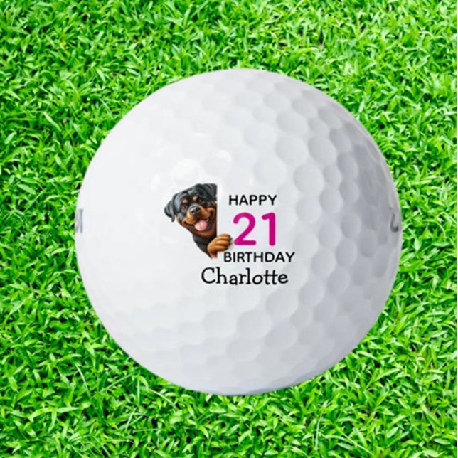 Balles De Golf Anniversaire Rottweiler   (Celebrate your Rottweiler’s 21st birthday with custom golf balls—unique, heartfelt gifts  )