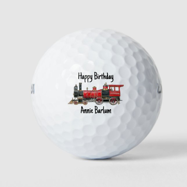 Balles de Golf Anniversaire Train Vintage Esthétiq (Devant)