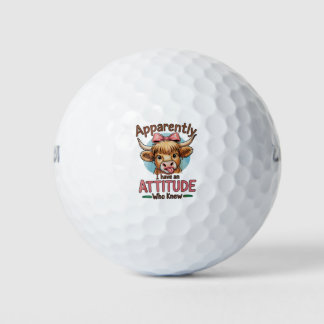 Balles De Golf Apparently I Have An Attitude Highland Cow Bow