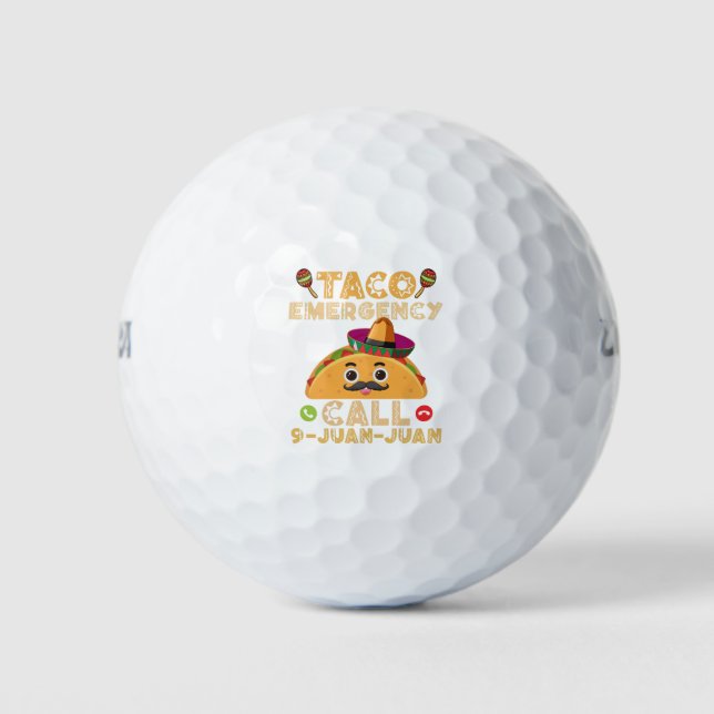 Balles De Golf Appel d'urgence Taco Drôle Cinco de Mayo Mexicain (Devant)