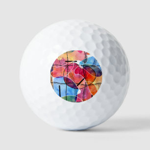 Balles De Golf Aquarelle Abstraite Motif noir blanc