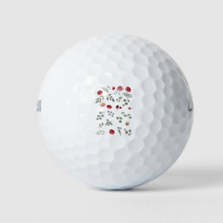 Balles De Golf Aquarelle Aquarelle Rose Feuilles verts Feuille