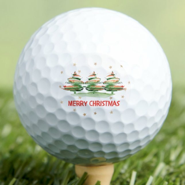 Balles De Golf Aquarelle Arbres de Noël - Joyeux Noël (Créateur téléchargé)