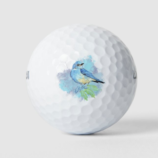 Balles De Golf Aquarelle Bluebird Garden Oiseau Art (Devant)