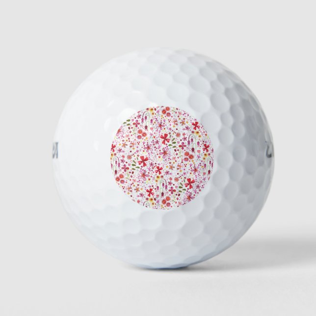 Balles De Golf Aquarelle de fleurs sauvages (Devant)