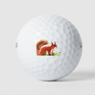 Balles De Golf Aquarelle écureuil bois animaux forêt rustique