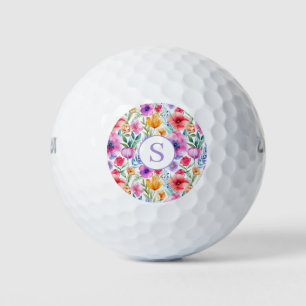 Balles De Golf Aquarelle Florale Boules de golf personnalisées