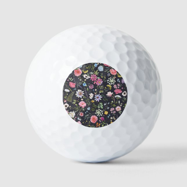 Balles De Golf Aquarelle Florale : Motif d'été doux. (Recto)