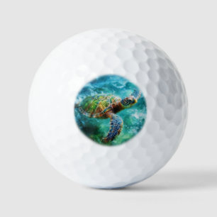 Balles De Golf Aquarelle Natation Tortue de mer