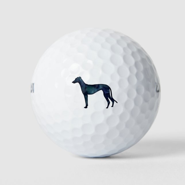 Balles De Golf Aquarelle noire de chien gris Silhouette (Devant)