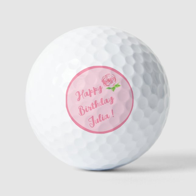 Balles De Golf Aquarelle peinte à la main Rose JEUX ANNIVERSAIRE (Recto)