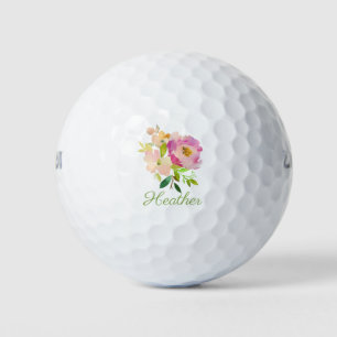 Balles De Golf Aquarelle personnalisée Floral