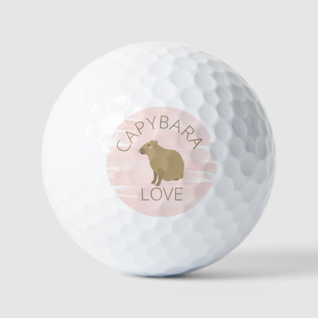 Balles De Golf Aquarelle rose fille Capybara Kawaii (Recto)