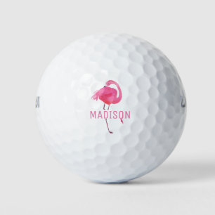 Balles De Golf Aquarelle rose Flamant rose Monogramme