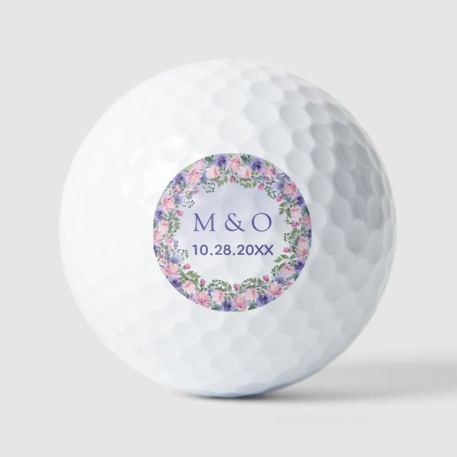 Balles De Golf Aquarelle rose périphérique Mariage floral Favoris (Recto)