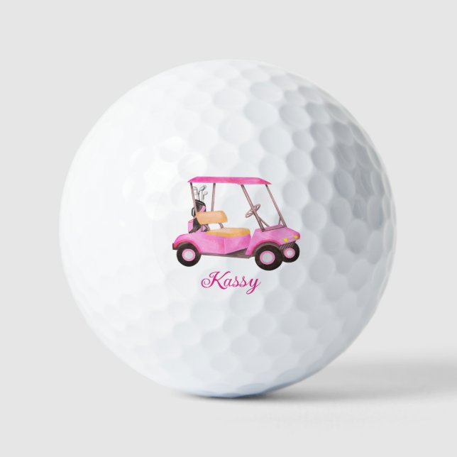 Balles De Golf Aquarelle rose Personnalisé Golf Panier Balls de G (Recto)