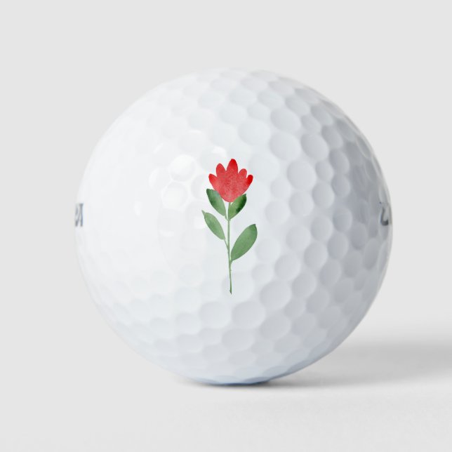 Balles De Golf Aquarelle rouge Fleur Abstraite (Devant)
