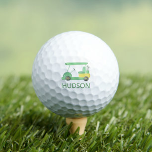 Balles De Golf Aquarelle Vert & Jaune Golf Panier Personnalisé