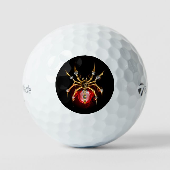 Balles De Golf Araignée steampunk sur fond noir (Recto)