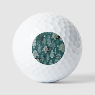 Balles De Golf Arbres d'hiver, motif vintage de Noël.