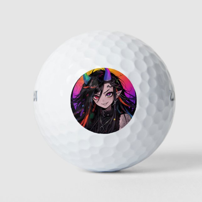 Balles De Golf Arc en arc-en-ciel Goth Punk Anime Girl (Devant)