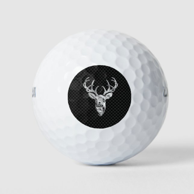 Balles De Golf Argent Chrome Cerf sur le style de fibre de carbon (Devant)
