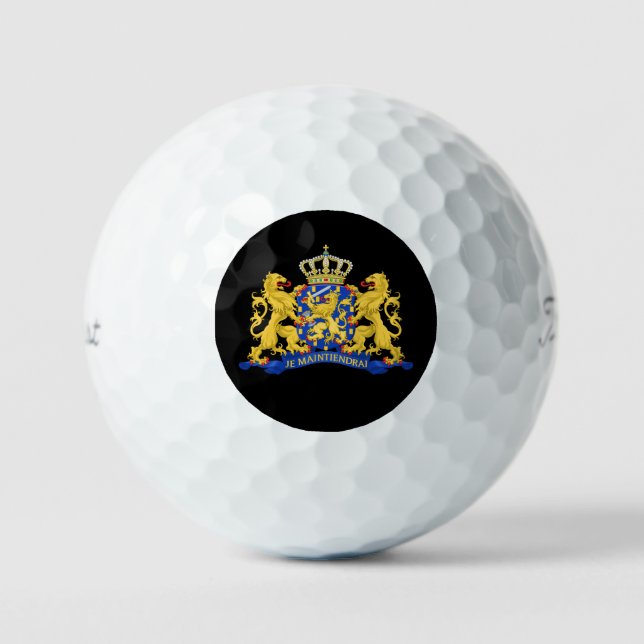 Balles De Golf Armoiries de Pays-Bas sur tpv1 noir gbcnt (Recto)