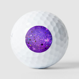 Balles De Golf Arrière - plan de feuille violet avec étoiles