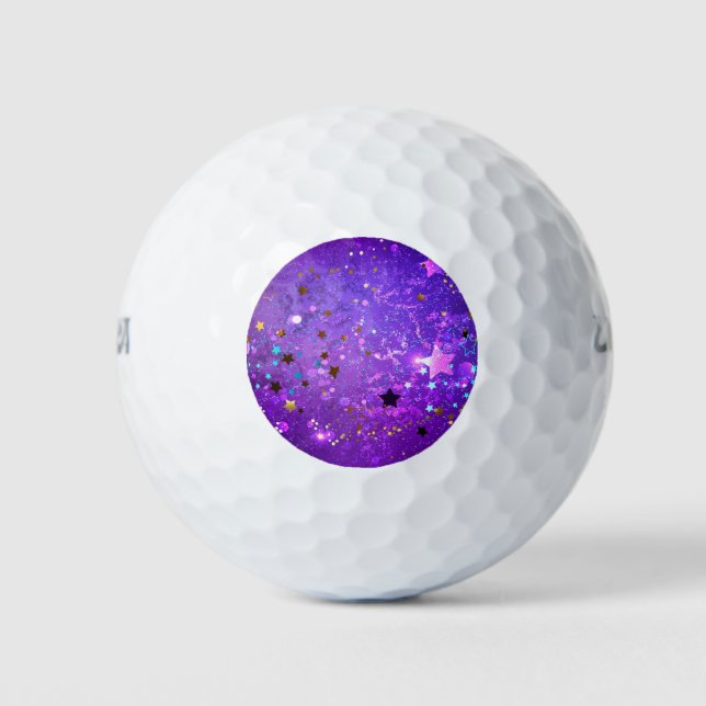 Balles De Golf Arrière - plan de feuille violet avec étoiles (Devant)