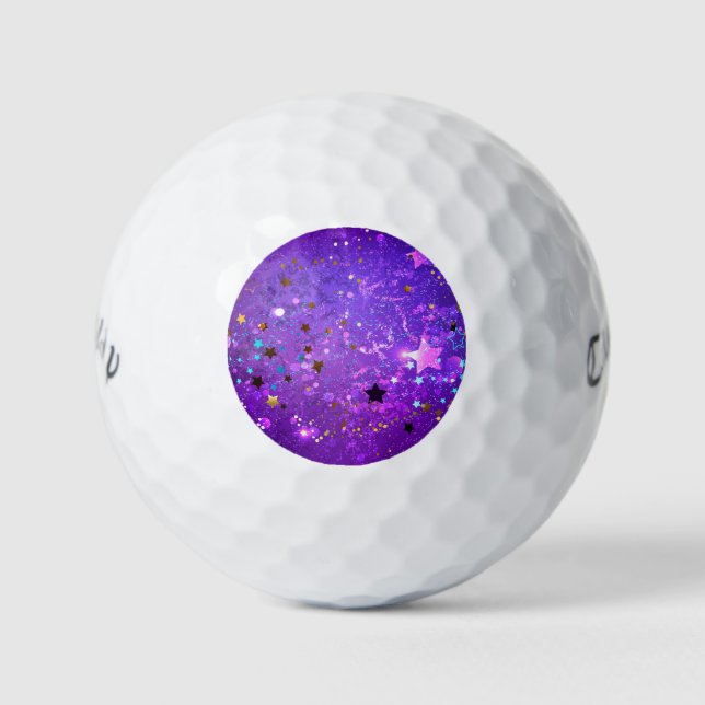 Balles De Golf Arrière - plan de feuille violet avec étoiles (Devant)