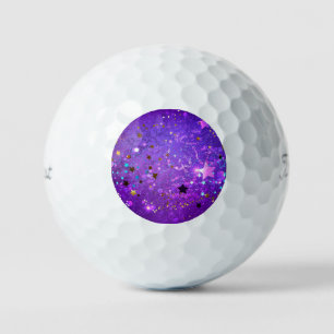 Balles De Golf Arrière - plan de feuille violet avec étoiles