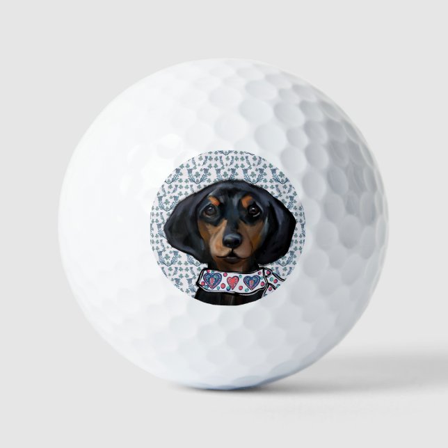 Balles De Golf Art de Noël sur le teckel     (Recto)