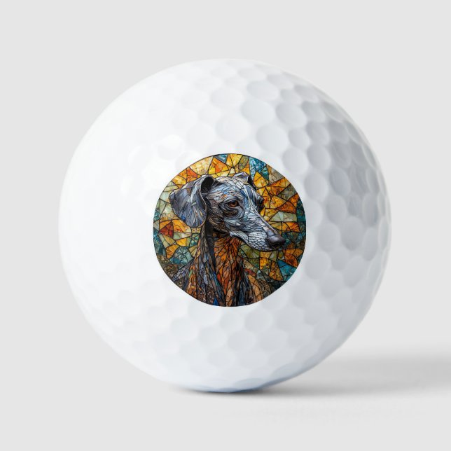 Balles De Golf Art de vitrail de Lévrier Italien (Recto)