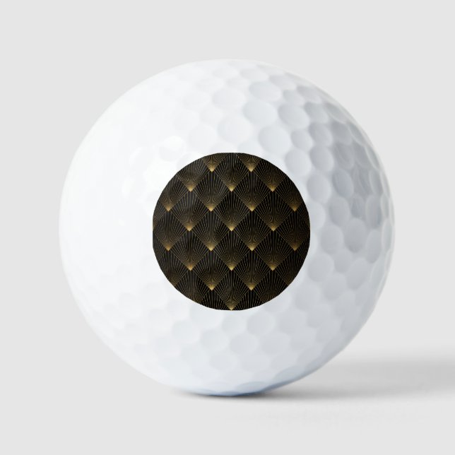 Balles De Golf Art Déco : L'élégance de l'or noir. (Recto)